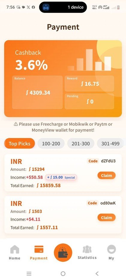 ShaktiPay Buy screen – UPI orders with 3% reward