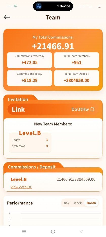 ShaktiPay Team screen – invitation link and commissions